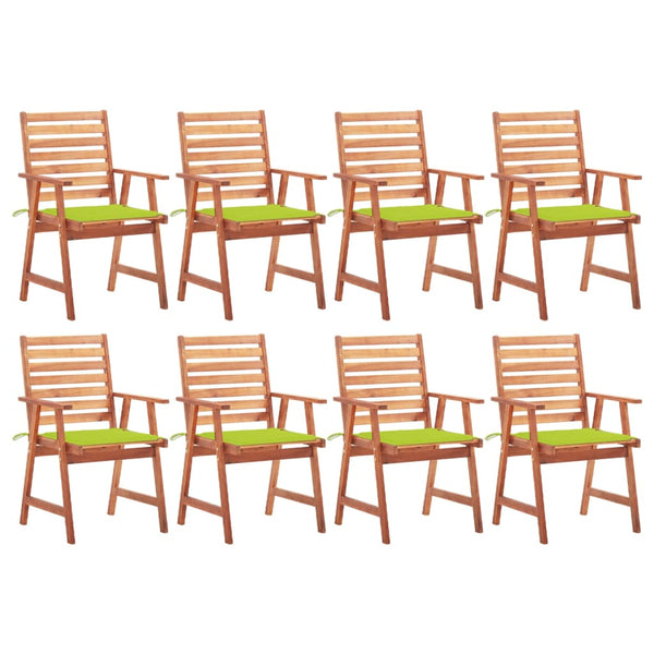 vidaXL Chaises de jardin 8 pcs avec coussins Bois d'acacia massif
