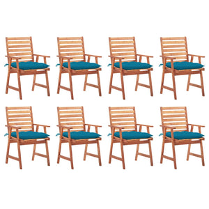vidaXL Chaises de jardin 8 pcs avec coussins Bois d'acacia massif