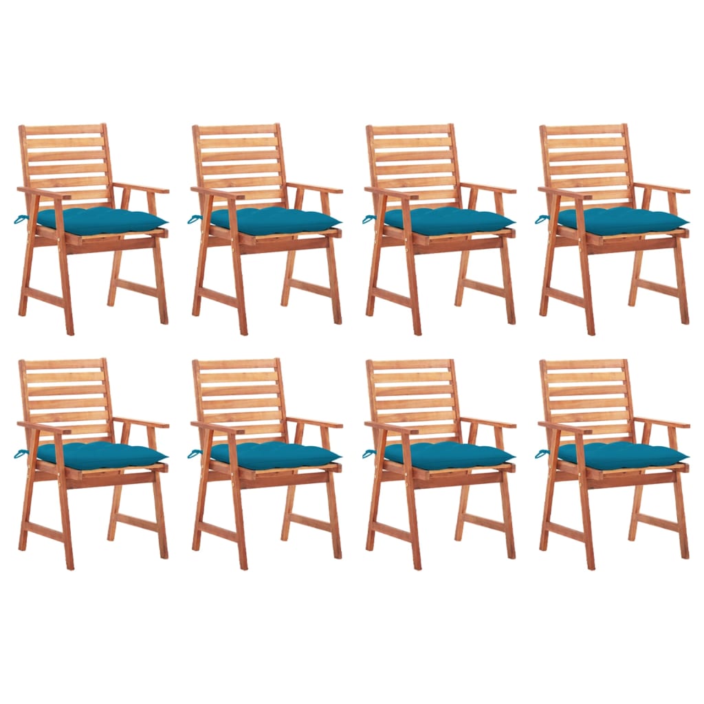 vidaXL Chaises de jardin 8 pcs avec coussins Bois d'acacia massif