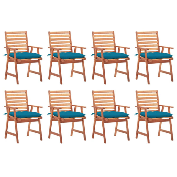 vidaXL Chaises de jardin 8 pcs avec coussins Bois d'acacia massif