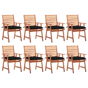 vidaXL Chaises de jardin 8 pcs avec coussins Bois d'acacia massif