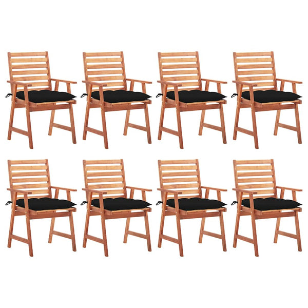 vidaXL Chaises de jardin 8 pcs avec coussins Bois d'acacia massif
