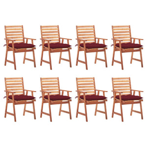 vidaXL Chaises de jardin 8 pcs avec coussins Bois d'acacia massif