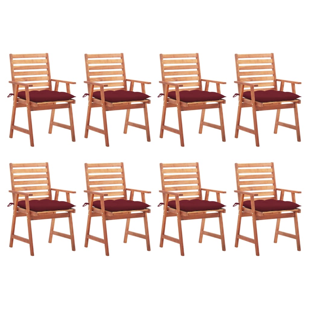 vidaXL Chaises de jardin 8 pcs avec coussins Bois d'acacia massif