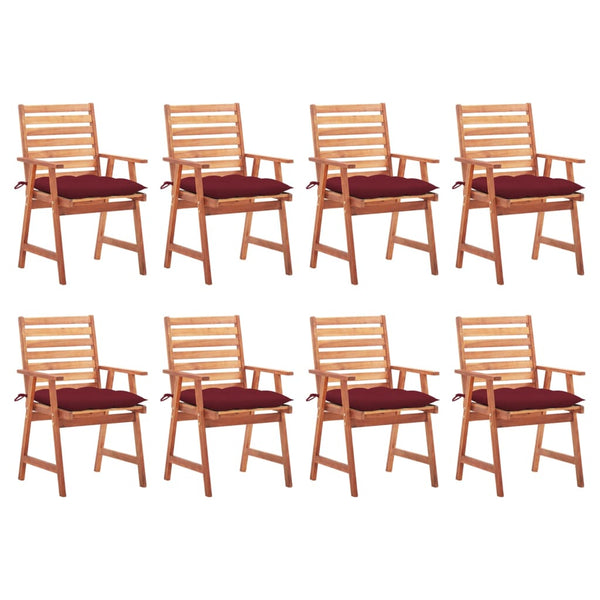 vidaXL Chaises de jardin 8 pcs avec coussins Bois d'acacia massif