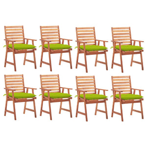 vidaXL Chaises de jardin 8 pcs avec coussins Bois d'acacia massif