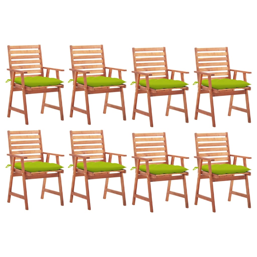 vidaXL Chaises de jardin 8 pcs avec coussins Bois d'acacia massif