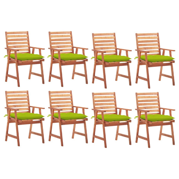 vidaXL Chaises de jardin 8 pcs avec coussins Bois d'acacia massif