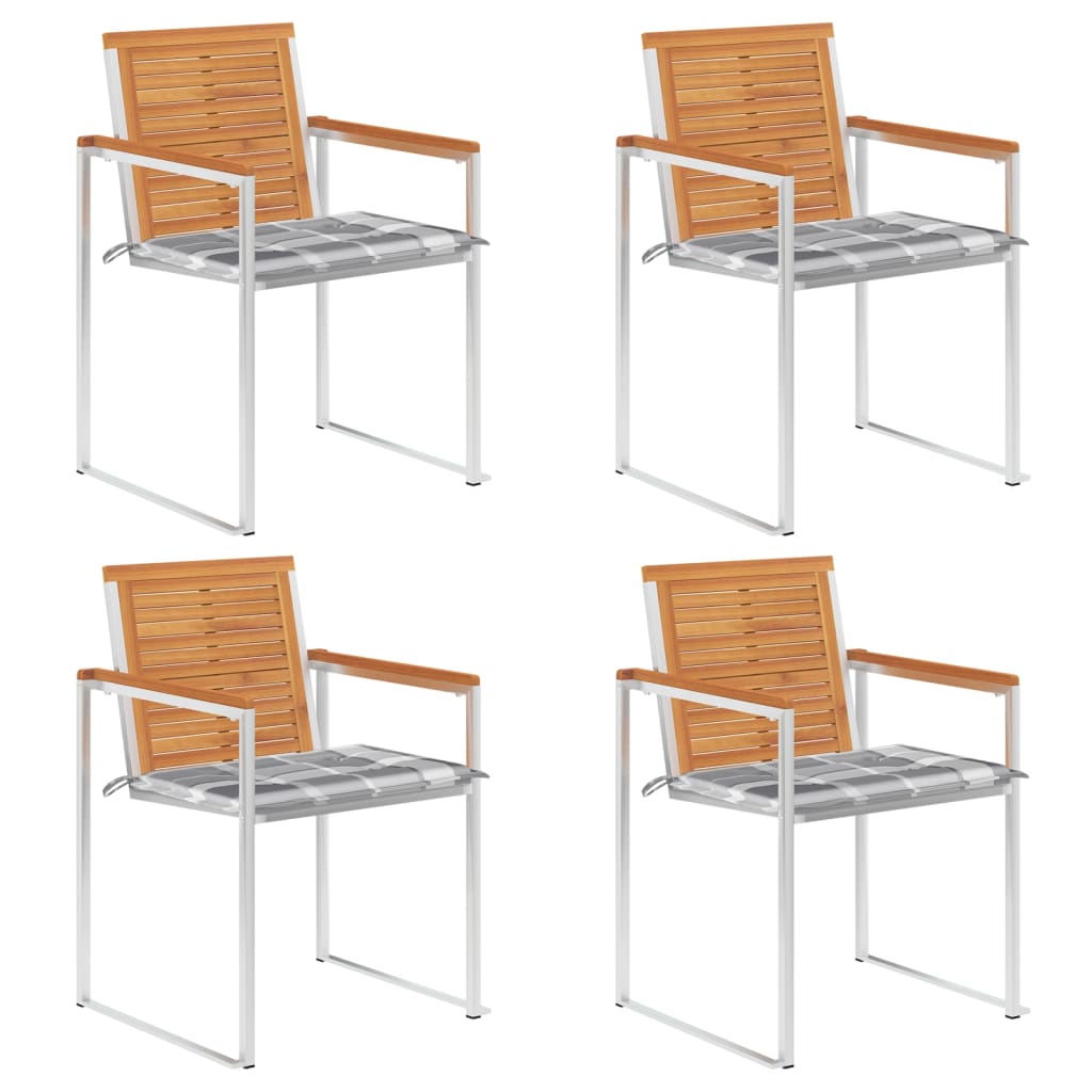 vidaXL Chaises de jardin 4 pcs avec coussins Bois d'acacia massif