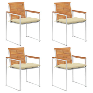 vidaXL Chaises de jardin 4 pcs avec coussins Bois d'acacia massif