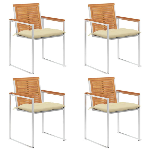 vidaXL Chaises de jardin 4 pcs avec coussins Bois d'acacia massif