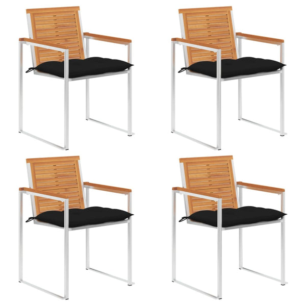 vidaXL Chaises de jardin 4 pcs avec coussins Bois d'acacia massif