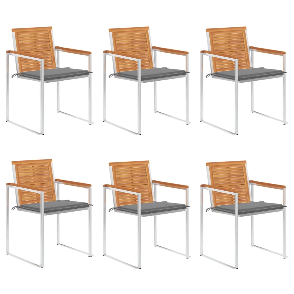 vidaXL Chaises de jardin 6 pcs avec coussins Bois d'acacia massif