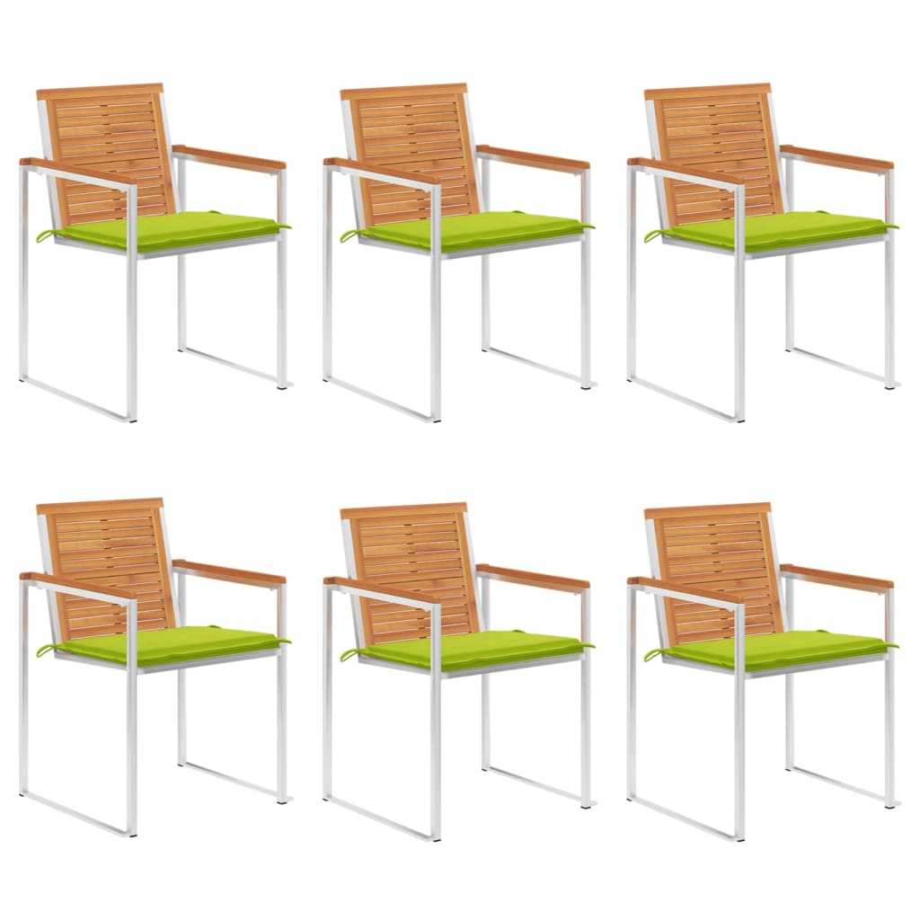 vidaXL Chaises de jardin 6 pcs avec coussins Bois d'acacia massif