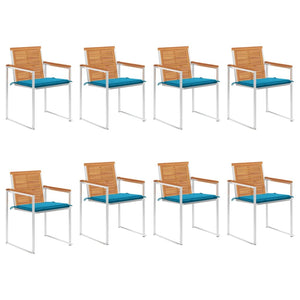 vidaXL Garden Chairs 8 pcs. with Cushions Solid Acacia Wood