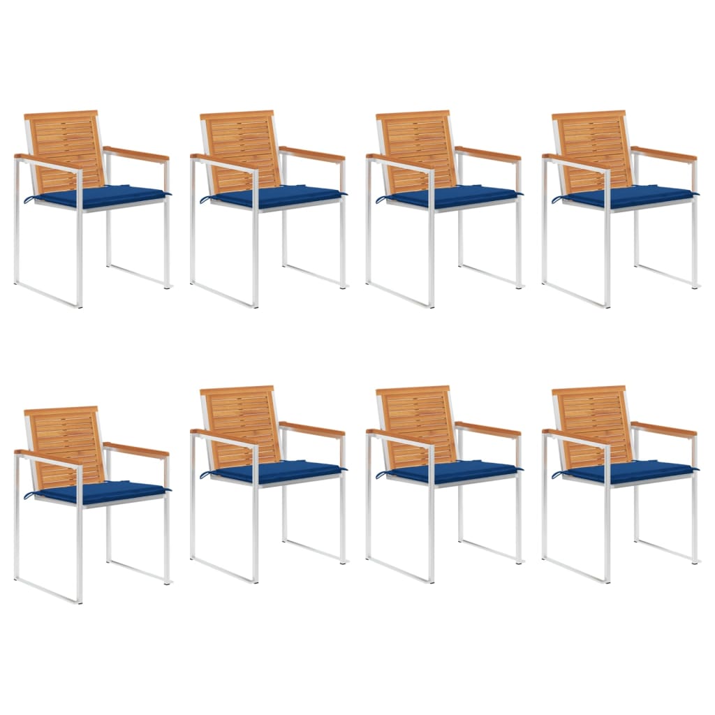 vidaXL Chaises de jardin 8 pcs. avec coussins Bois d'acacia massif