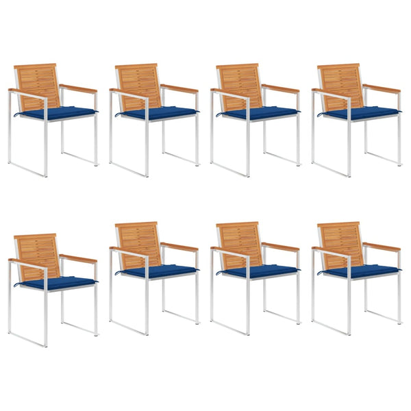 vidaXL Chaises de jardin 8 pcs. avec coussins Bois d'acacia massif
