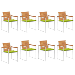 vidaXL Chaises de jardin 8 pcs. avec coussins Bois d'acacia massif