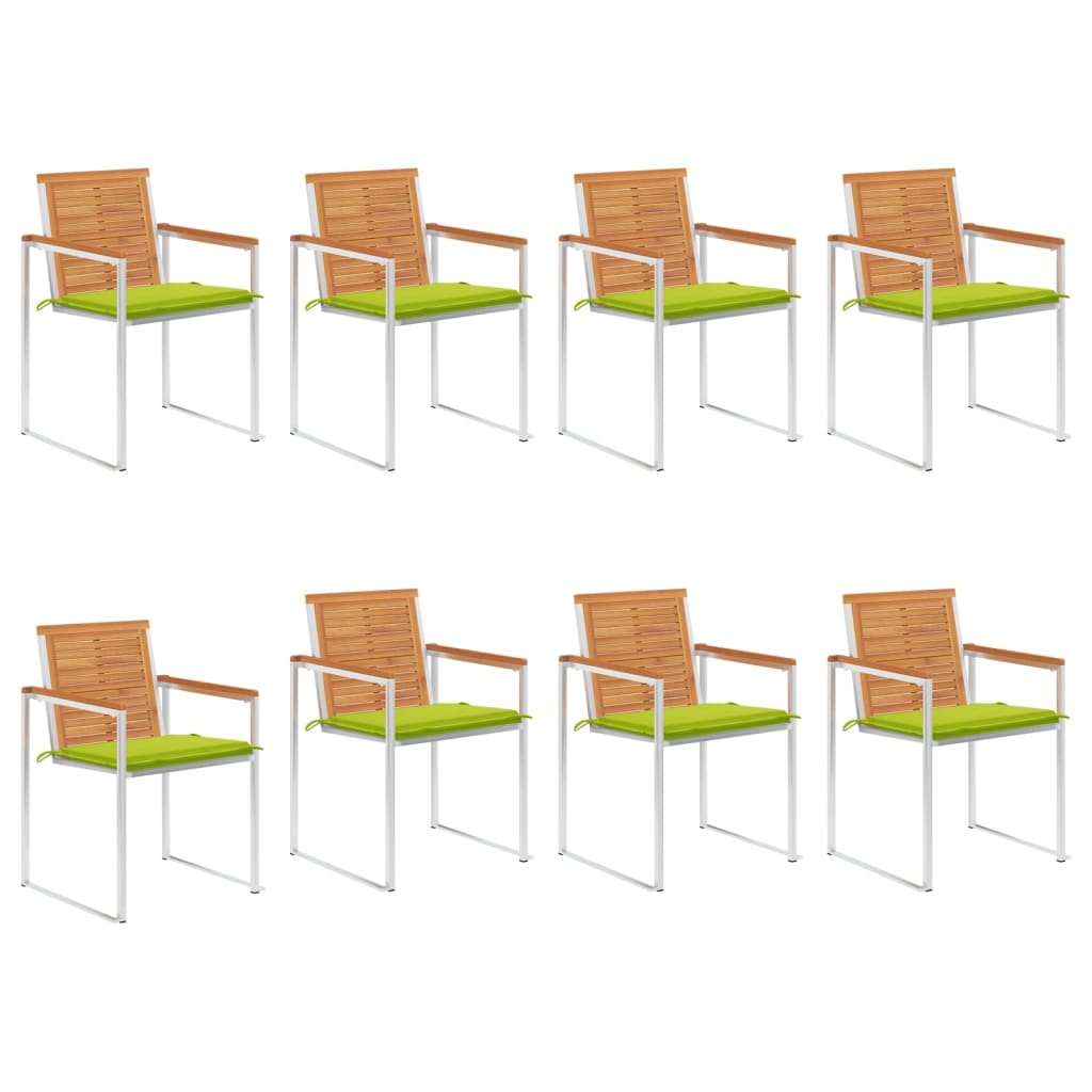 vidaXL Chaises de jardin 8 pcs. avec coussins Bois d'acacia massif