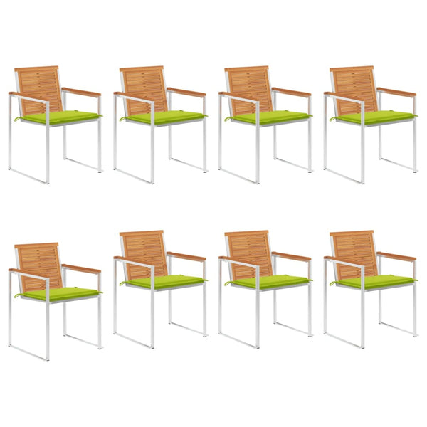 vidaXL Chaises de jardin 8 pcs. avec coussins Bois d'acacia massif
