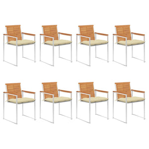 vidaXL Chaises de jardin 8 pcs. avec coussins Bois d'acacia massif