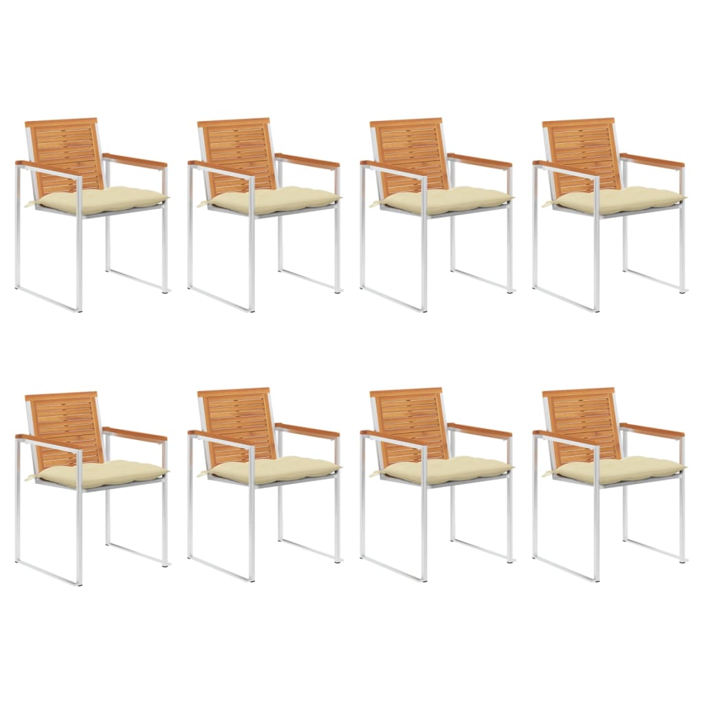 vidaXL Chaises de jardin 8 pcs. avec coussins Bois d'acacia massif