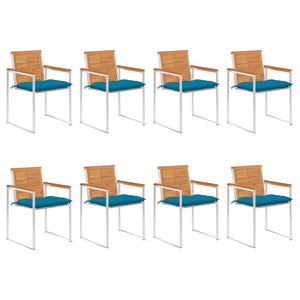 vidaXL Chaises de jardin 8 pcs. avec coussins Bois d'acacia massif