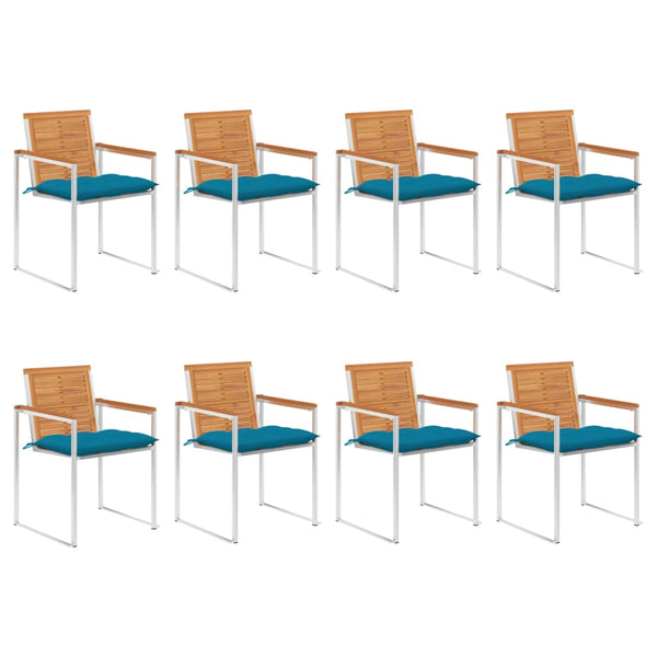 vidaXL Chaises de jardin 8 pcs. avec coussins Bois d'acacia massif