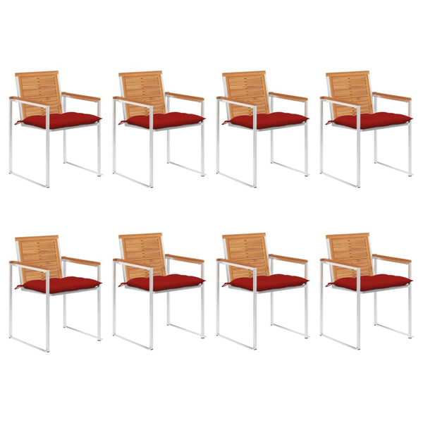 vidaXL Chaises de jardin 8 pcs. avec coussins Bois d'acacia massif