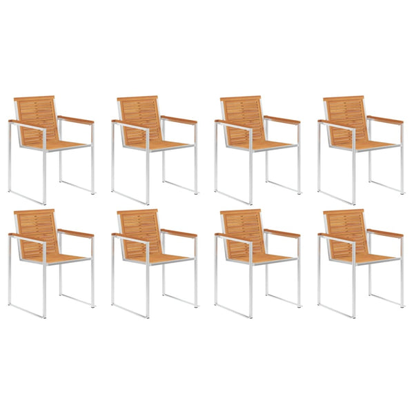 vidaXL Chaises de jardin 8 pcs. avec coussins Bois d'acacia massif