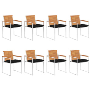 vidaXL Chaises de jardin 8 pcs. avec coussins Bois d'acacia massif
