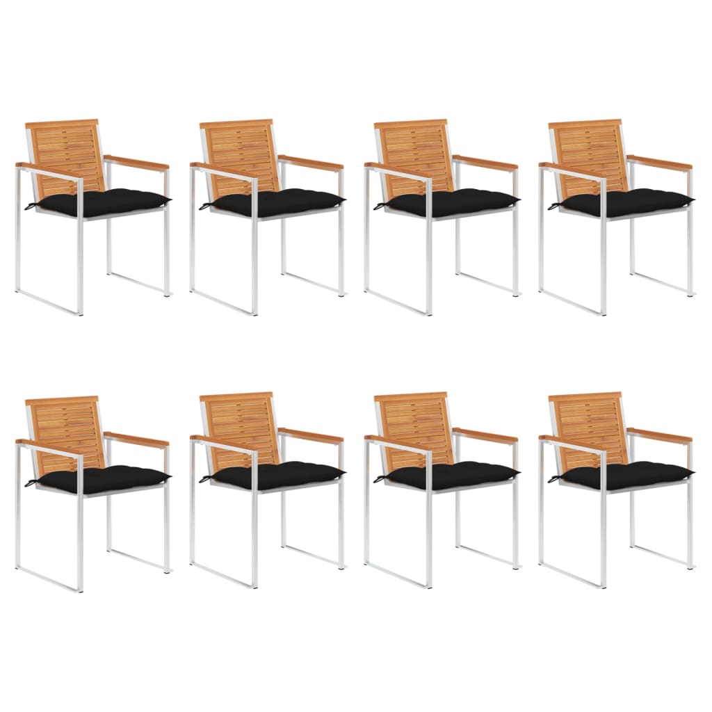 vidaXL Chaises de jardin 8 pcs. avec coussins Bois d'acacia massif