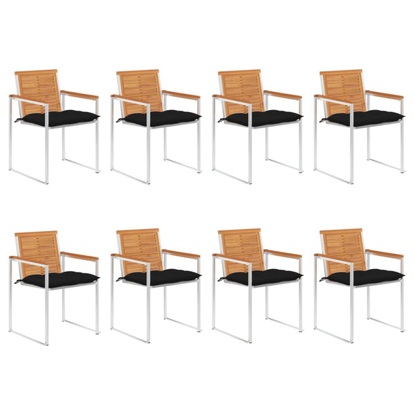 vidaXL Chaises de jardin 8 pcs. avec coussins Bois d'acacia massif
