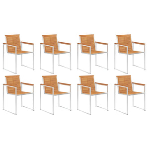 vidaXL Chaises de jardin 8 pcs. avec coussins Bois d'acacia massif