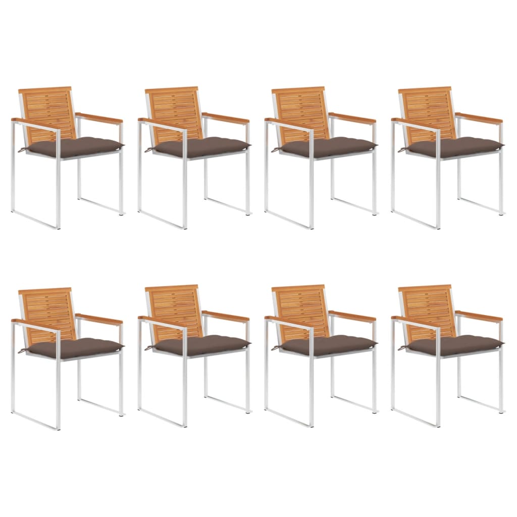 vidaXL Chaises de jardin 8 pcs. avec coussins Bois d'acacia massif