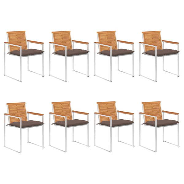vidaXL Chaises de jardin 8 pcs. avec coussins Bois d'acacia massif