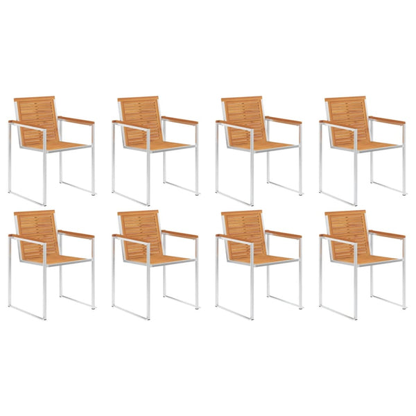 vidaXL Chaises de jardin 8 pcs. avec coussins Bois d'acacia massif