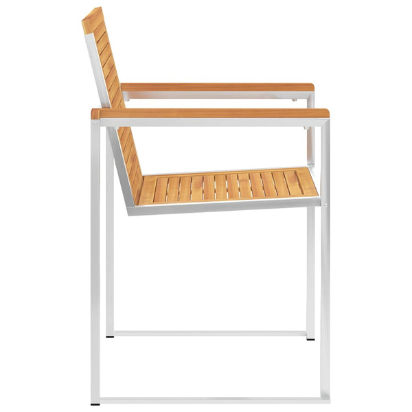 4 Stk. Gartenstühle Massivholz Teak und Edelstahl