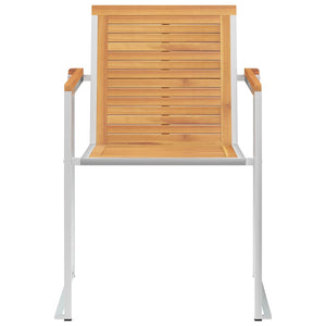 6 Stk. Gartenstühle Massivholz Teak und Edelstahl