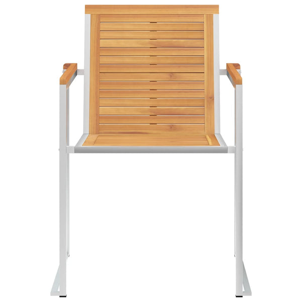 6 Stk. Gartenstühle Massivholz Teak und Edelstahl