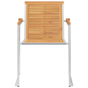 8 Stk. Gartenstühle Massivholz Teak und Edelstahl