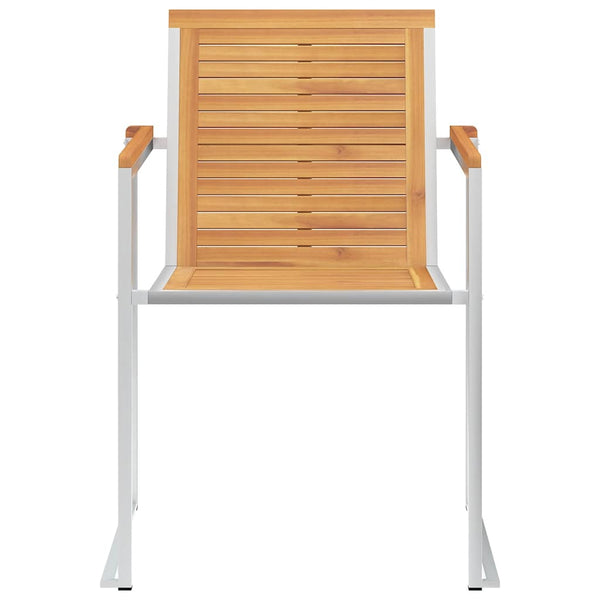 8 Stk. Gartenstühle Massivholz Teak und Edelstahl