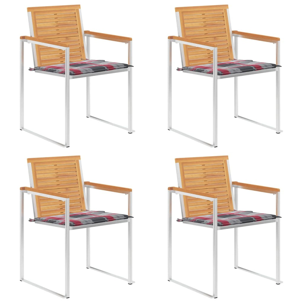 Gartenstühle 4 Stk. mit Kissen Massivholz Teak