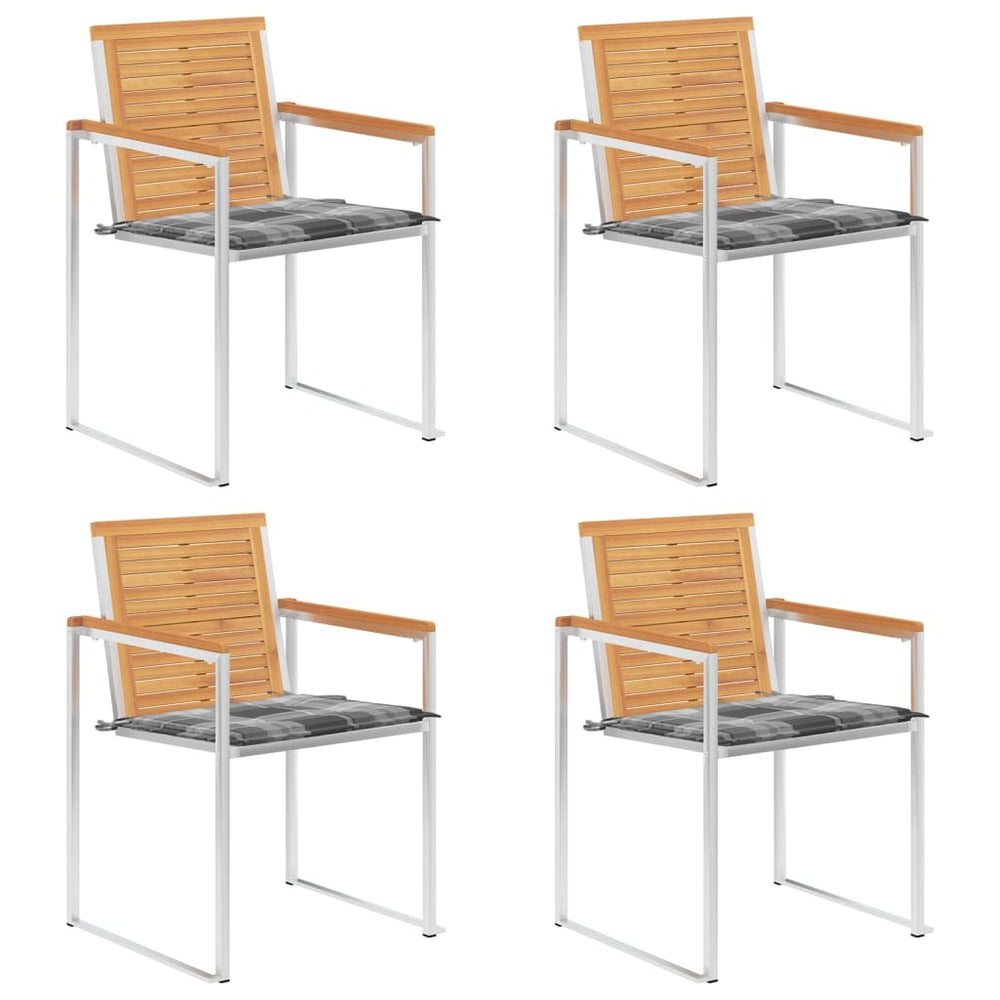 Gartenstühle 4 Stk. mit Kissen Massivholz Teak