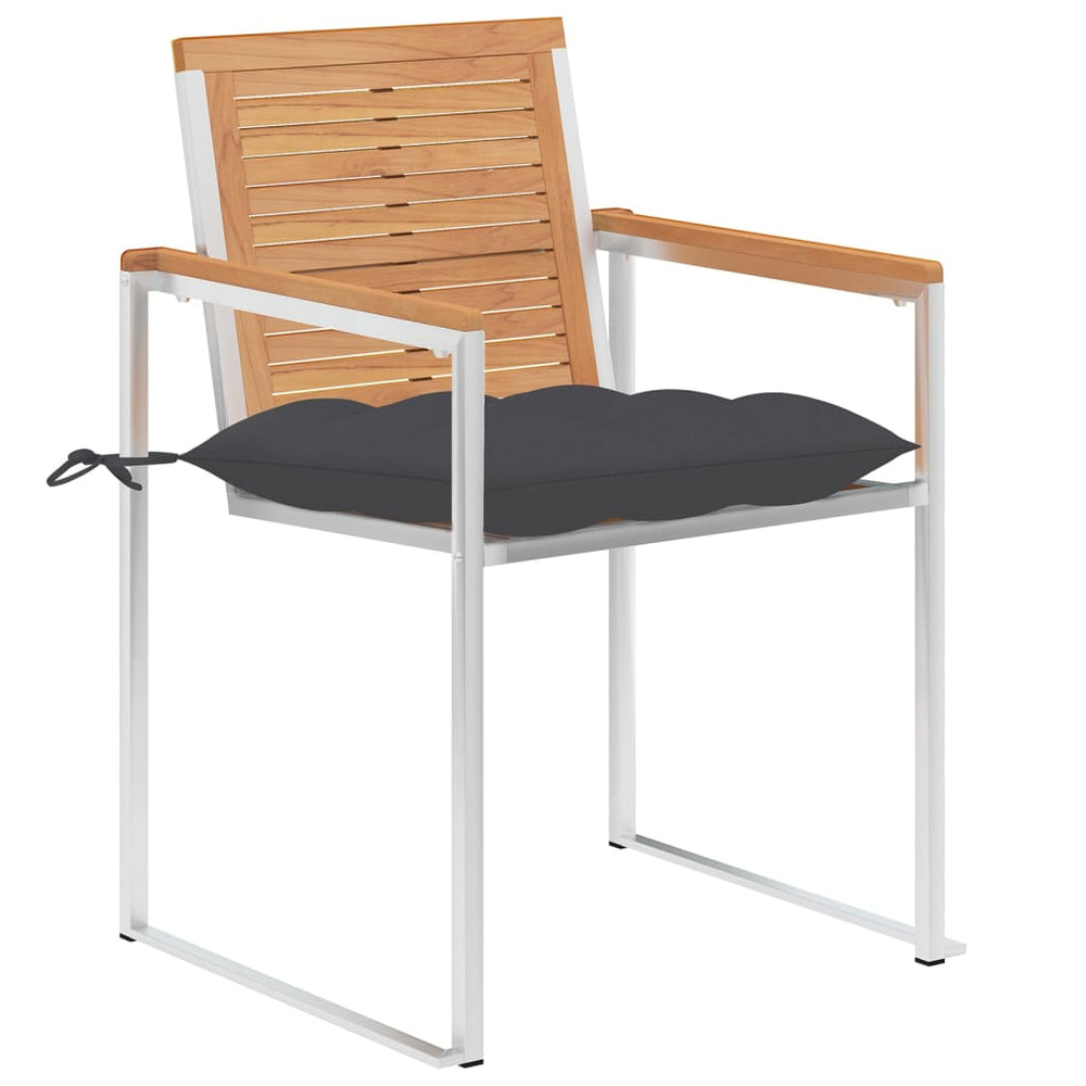 Gartenstühle 4 Stk. mit Kissen Massivholz Teak
