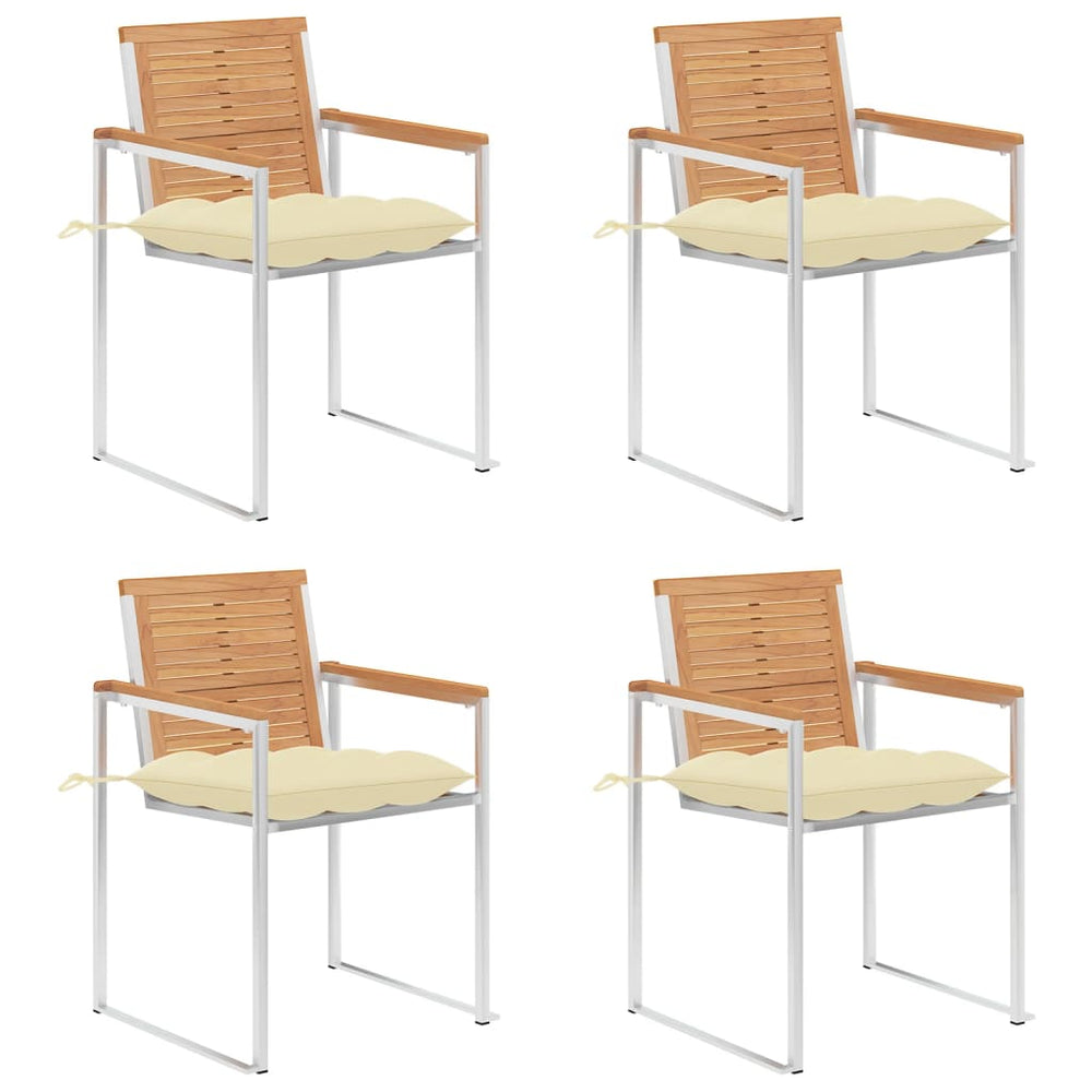 Gartenstühle 4 Stk. mit Kissen Massivholz Teak