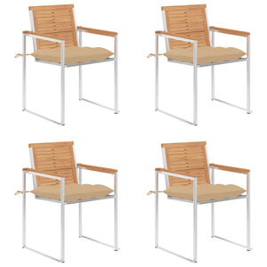 Gartenstühle 4 Stk. mit Kissen Massivholz Teak