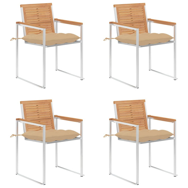 Gartenstühle 4 Stk. mit Kissen Massivholz Teak