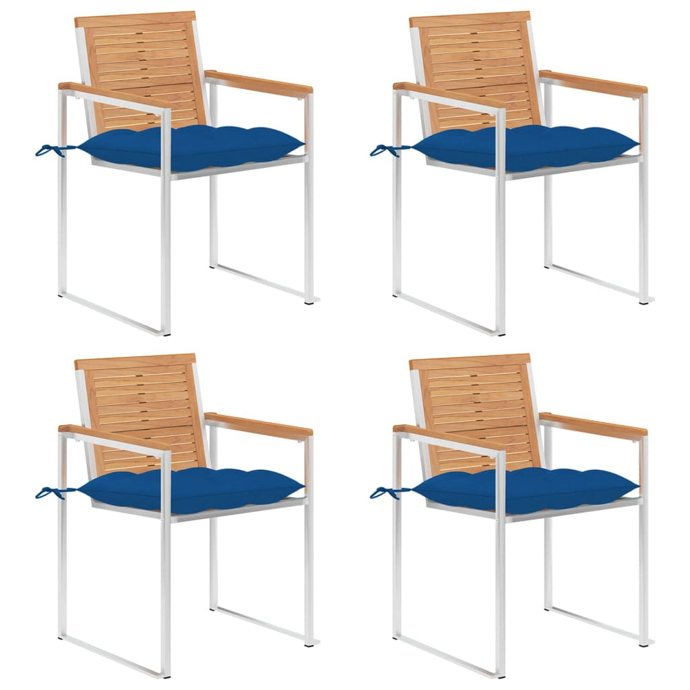 Gartenstühle 4 Stk. mit Kissen Massivholz Teak
