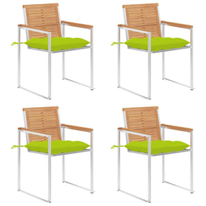 Gartenstühle 4 Stk. mit Kissen Massivholz Teak